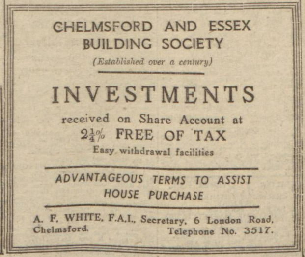 1949 — Advert on Chelmsford Chronicle