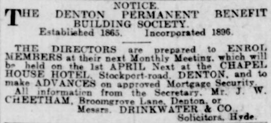 1907 — Advert on Stalybridge Reporter
