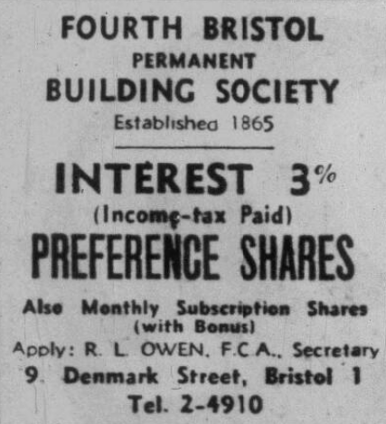 1956 — Advert on Bristol Evening Post