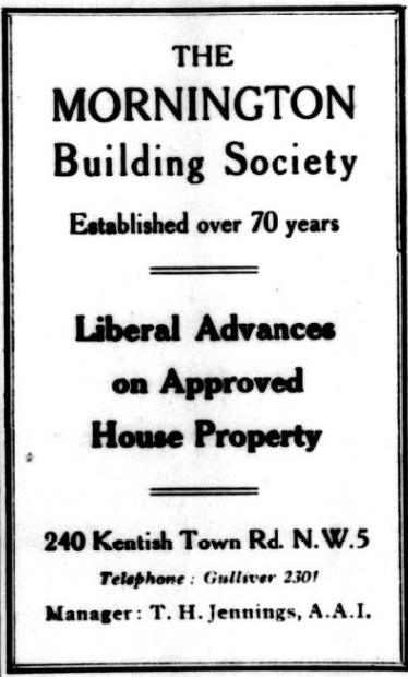 1938 — Advert on St. Pancras Gazette