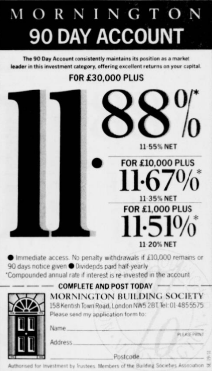 1989 — Advert on Sunday Express